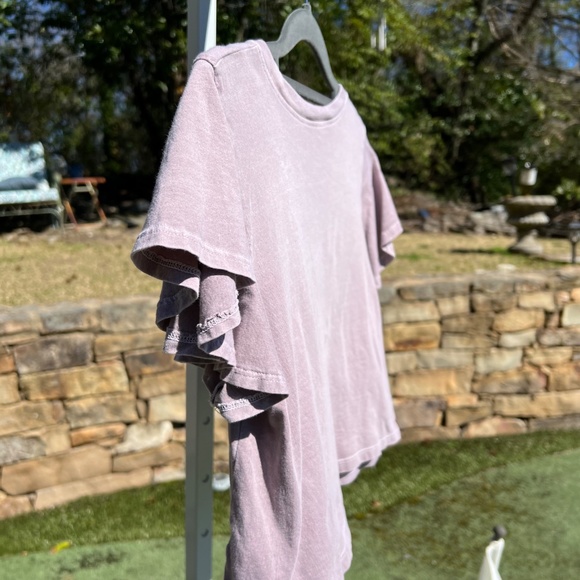 Treasure & Bond Mauve Short Flutter Sleeve Shirt - Picture 5 of 10